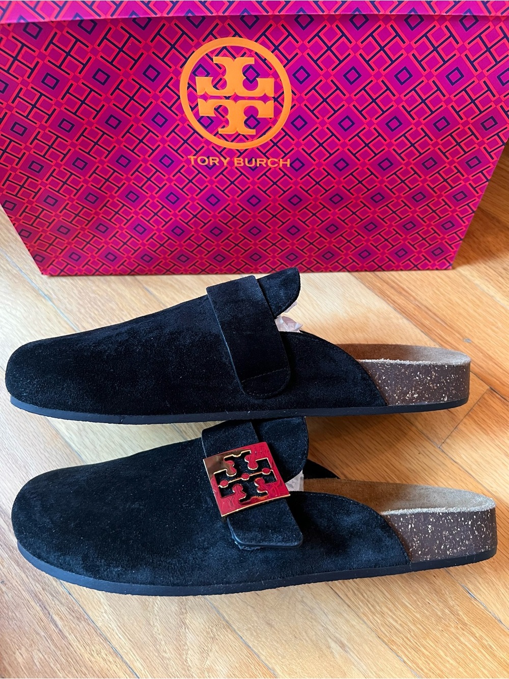 Tory Burch Perfect Black Suede Mellow Mules Clogs - Picture 8 of 14